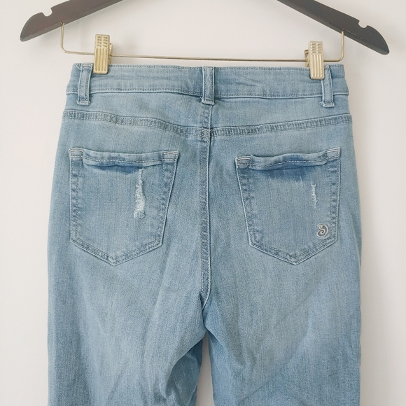 Indigo Rein Distressed Raw Fray Hem High Rise Skinny Jeans Sz 25 - Picture 4 of 6